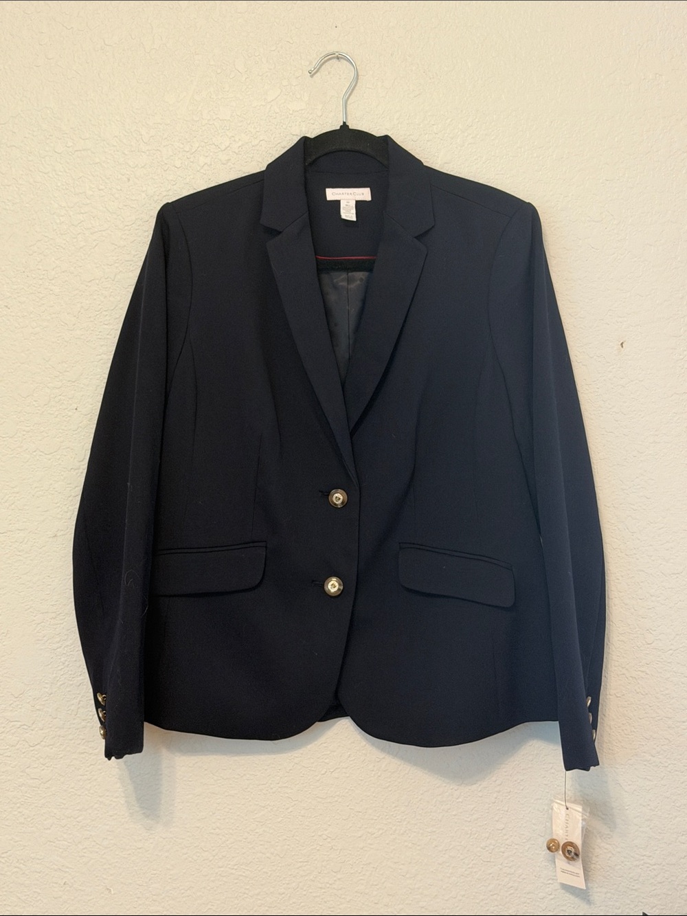 Charter Club Classic Navy Blazer with Gold-Tone Buttons